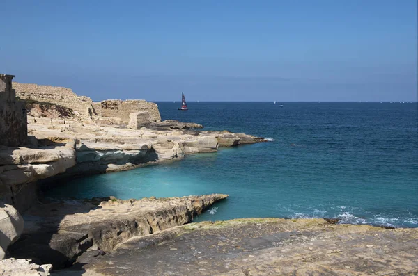 Kalkara Malte Février 2021 Côte Maltaise Avec Vue Sur Saint — Photo