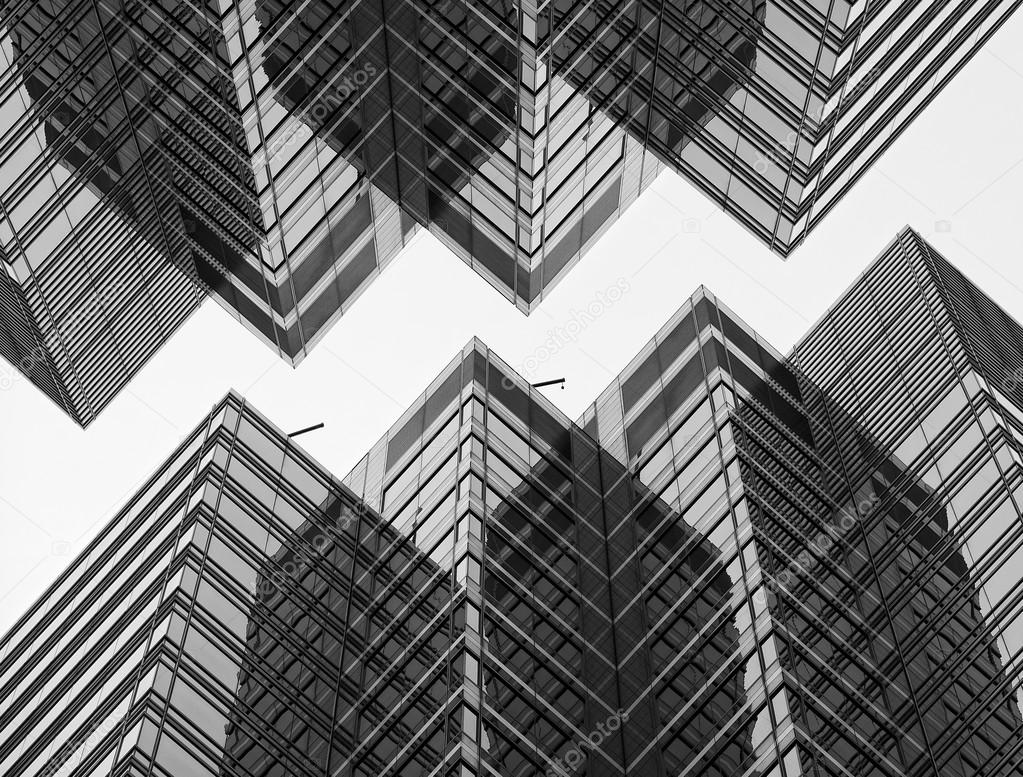 Modern buildings collage in black and white photo in Toronto city