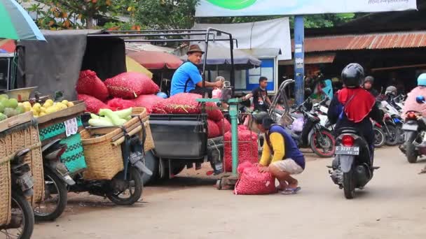 Klipp Dokumentation Invånarnas Verksamhet Traditionella Marknader Ofokuserad Och Brusklipp Pekalongan — Stockvideo