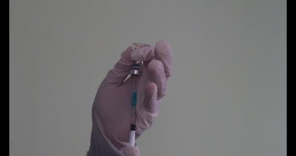 Vídeo Com Pouca Luz Vaksin Vacina Seringa Injetável Usado Para — Vídeo de Stock
