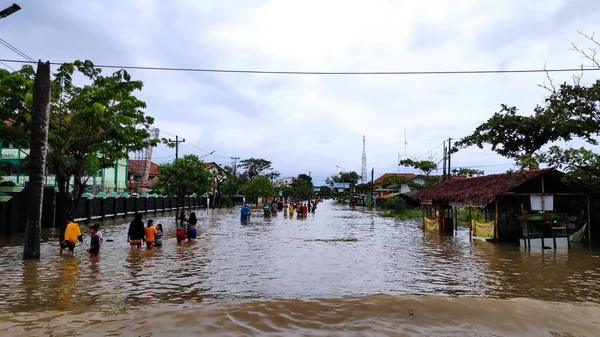 Blurred Noise Image Flood Conditions City Pekalongan Streets Full Water — Stock Photo, Image