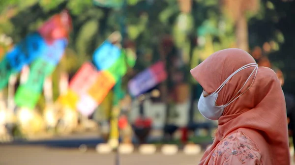 Residents Holding Ceremony Wearing Traditional Clothes Masks August 2021 — Stock Photo, Image