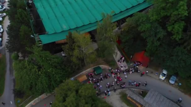 Aerial View Summer Theater Studenec Domzale Slovenia Showing Students Gathered — Stock Video