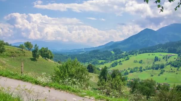Piękny Malowniczy Europejski Krajobraz Wsi Słowenii Pan — Wideo stockowe