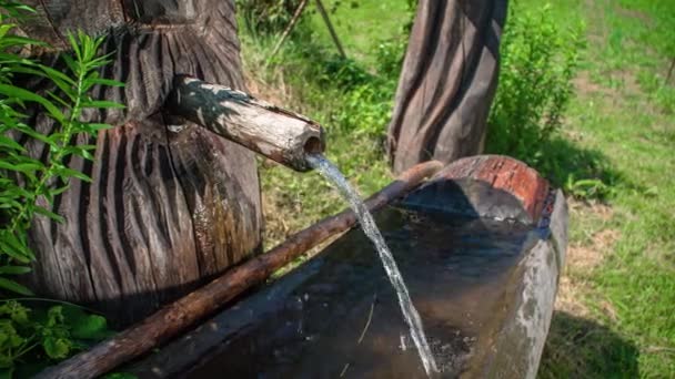 Agua Que Sale Grifo Agua Hecho Mismo Cámara Lenta Día — Vídeos de Stock