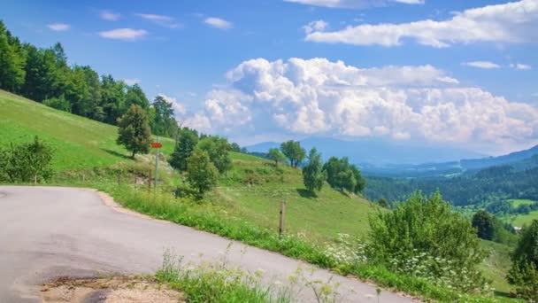 Europees Landschapsbeeld Van Het Prachtige Sloveense Platteland Pan — Stockvideo