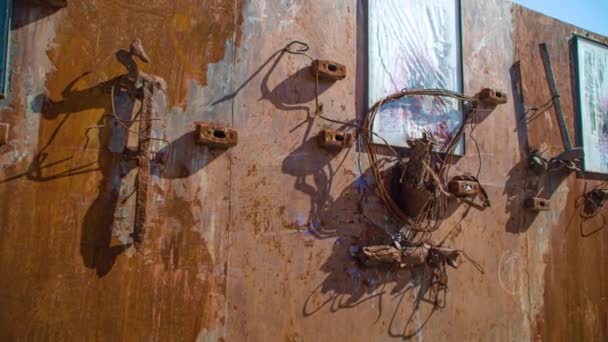 Scrap Metal Art Wall Forma Viva Collezione Sculture All Aperto — Video Stock