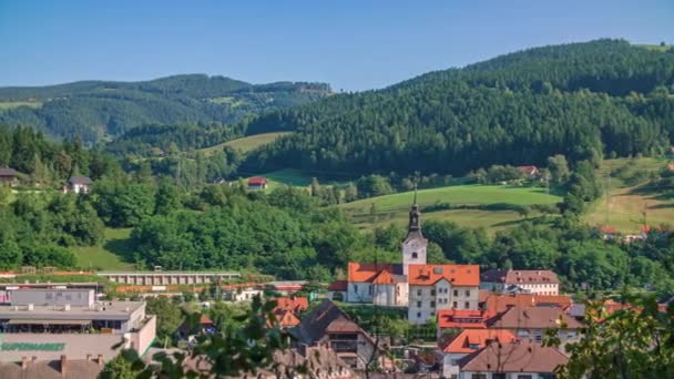 Kuzey Slovenya Nın Karinthia Tepelerindeki Ravne Koro Köyü Pan — Stok video
