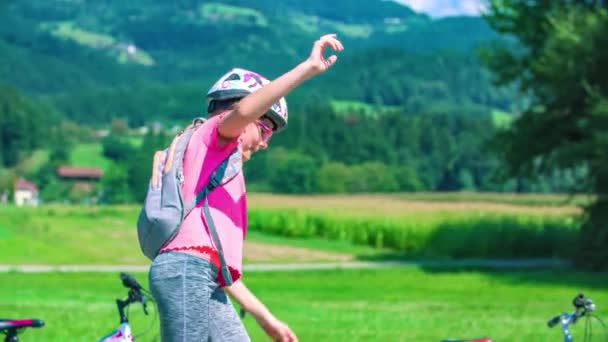 Parents Watching While Small Daughter Having Fun Playground Countryside — Stock Video