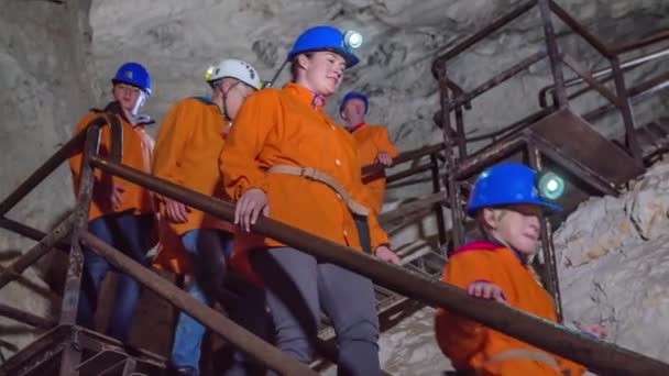 Handholned Shot Group Miners Discovery Mezica Museum Slovenia — стокове відео