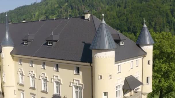 Dvorec Kastély Bukovje Castle Terület Szélén Dráva Folyó Légi Drón — Stock videók