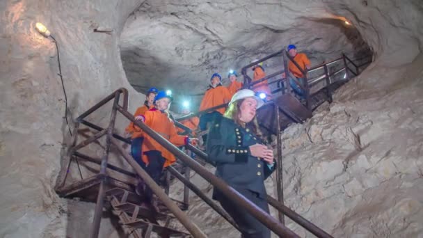 People Tour Explore Caves Old Mezica Lead Zinc Mine Video Clip