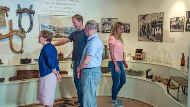 Visita Família Crna Koroskem Mining Museum Artefatos Históricos Fotos Antigas — Vídeo de Stock