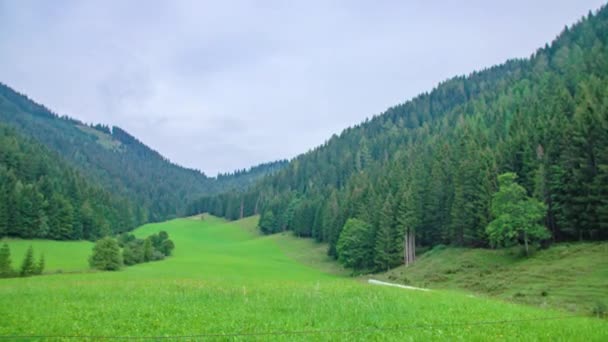 Пэн Справа Налево Захватывающий Дух Природный Ландшафт Горного Леса Облачный — стоковое видео
