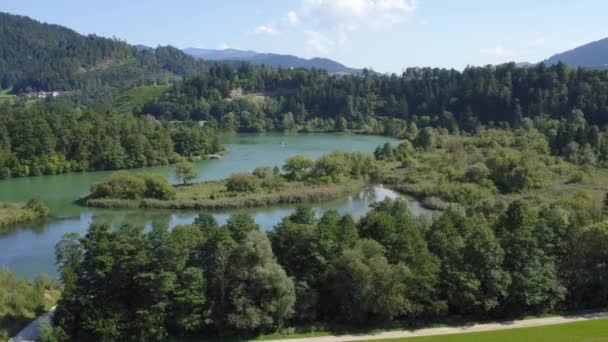 Slovenya Drava Gölü Nün Havada Daireler Çizmesi — Stok video