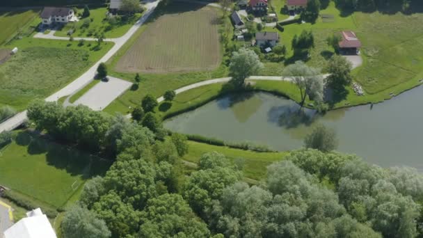 Drohnenaufnahmen Von Schöner Landschaft Mit See Kärnten — Stockvideo