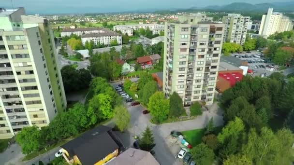 Block of flats in a middle sized town — Stok video