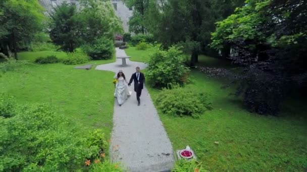 La pareja casada está caminando. — Vídeos de Stock