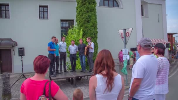 Koncert muzyki na żywo na targach rustykalne — Wideo stockowe