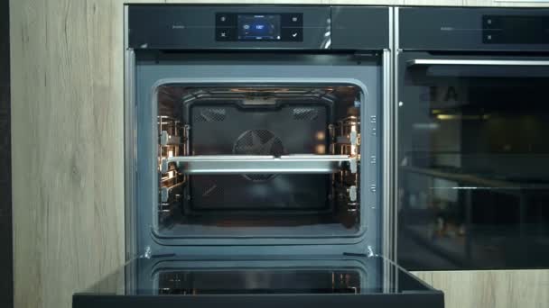 Big oven in kitchen store — Stock Video