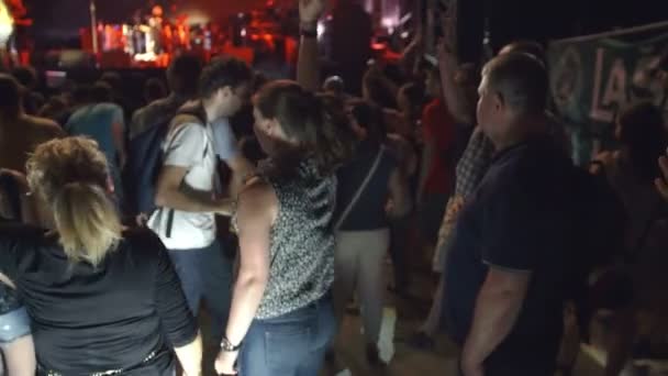 Gente en la multitud y se divierten en un concierto de rock — Vídeo de stock