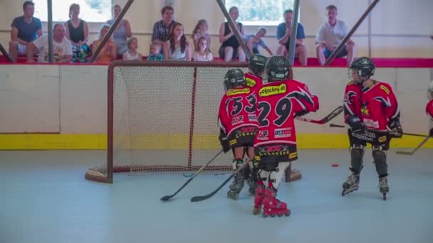 Mladí hokejisté na hokejový trénink — Stock video