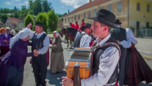 Müzisyenler ve dansçılar geleneksel düğün doğum — Stok video