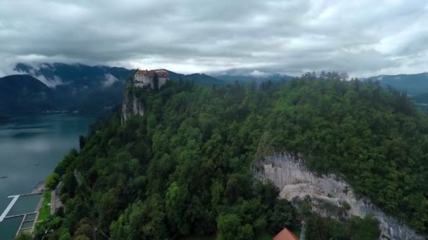 Jezero s ostrůvkem je na krásném místě — Stock video