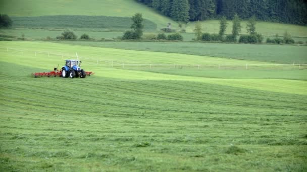 Traktor pflügt Feld um — Stockvideo