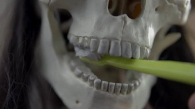 İskelet'ın diş fırçalama