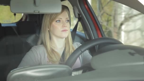 Arabayı kullanan kız — Stok video