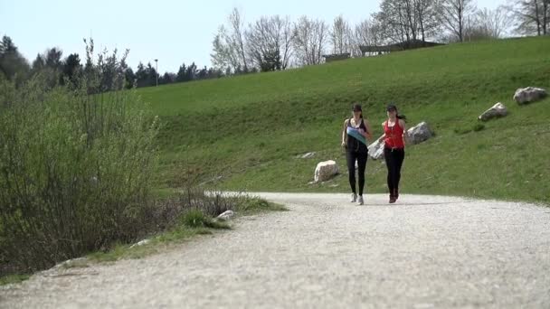 Passa kvinnor jogging — Stockvideo