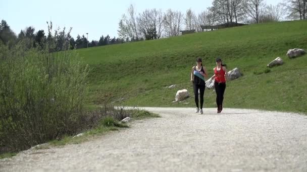 Ajuste de las mujeres corriendo — Vídeo de stock