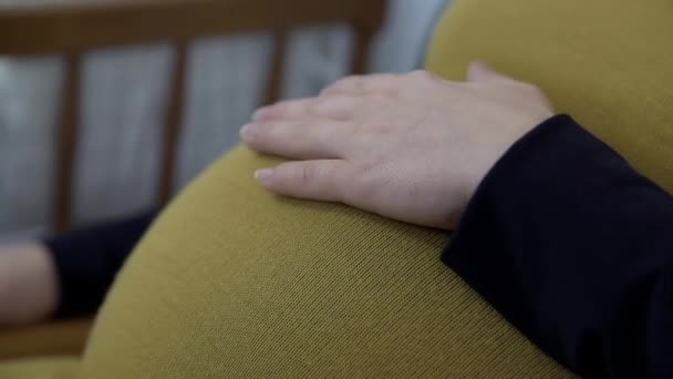 Madre acariciando su vientre — Vídeos de Stock