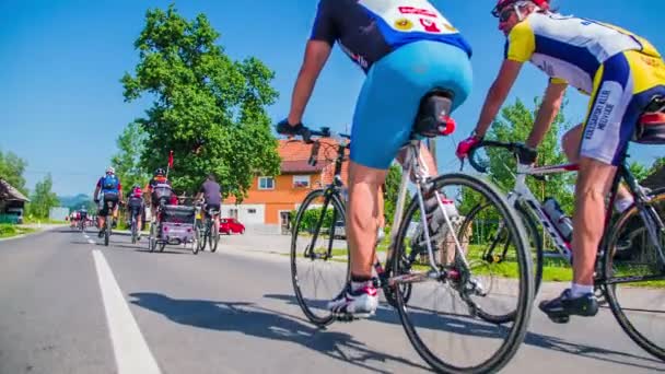 Competencia de maratón de bicicletas alrededor de Vrhnika — Vídeos de Stock