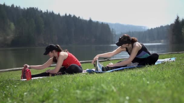 Mujeres atractivas haciendo ejercicio — Vídeos de Stock