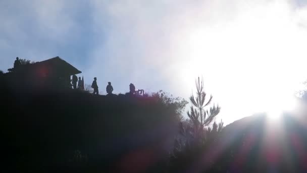 清晨拍摄的人和雾 — 图库视频影像