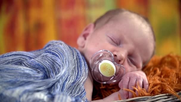 Le bébé dort dans le panier — Video