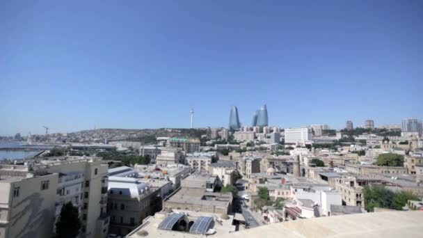 Flame Towers en Old Baku — Stockvideo