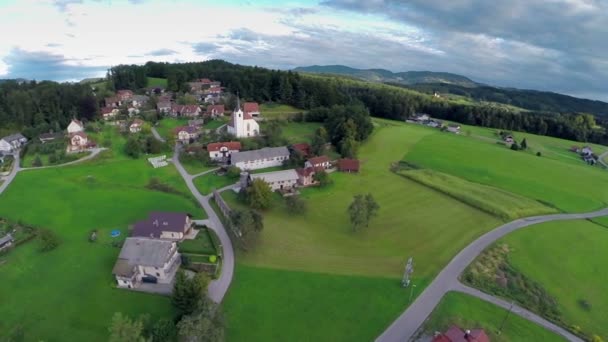 Kleines Dorf in Waldnähe — Stockvideo