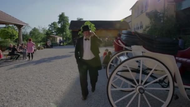 Coachman tijdens het gebruik van mobiele telefoon — Stockvideo