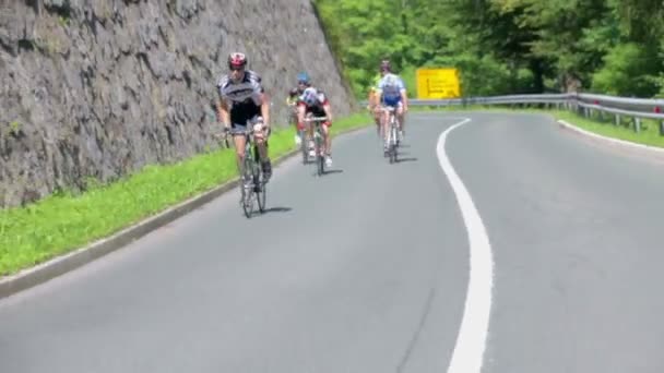 Cyclists ride in competitions in Slovenia — Stock Video