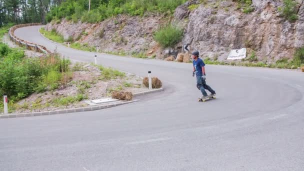 Start van de wedstrijd Skate race — Stockvideo