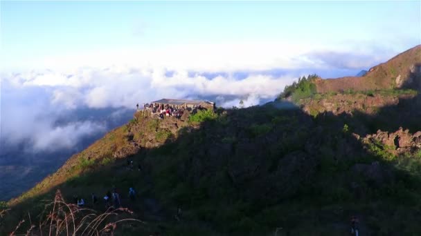 View above clouds from the top of mount — Stock Video