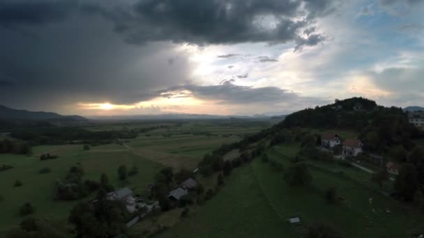 Letecký střílet ze západu slunce — Stock video