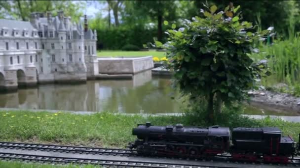 黑色的蒸汽机车模型 — 图库视频影像