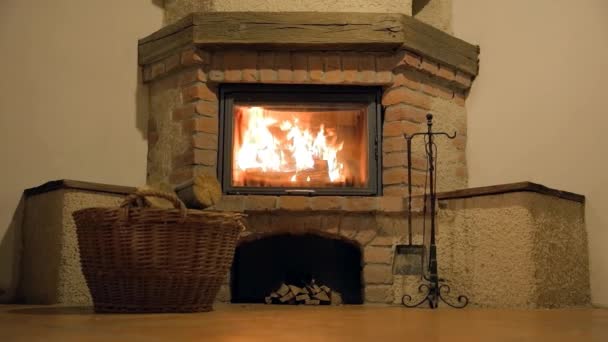 Cheminée intérieure avec une cheminée en bois rond 