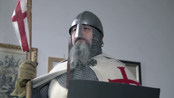 Knight from the baroque standing — Stock Video