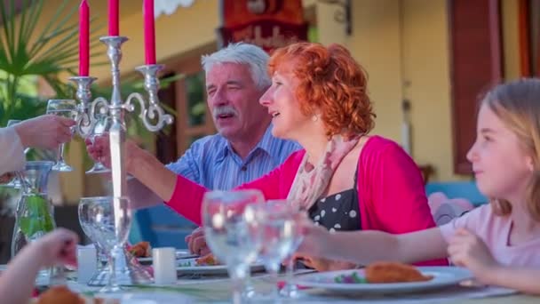 Feliz familia brindis — Vídeo de stock