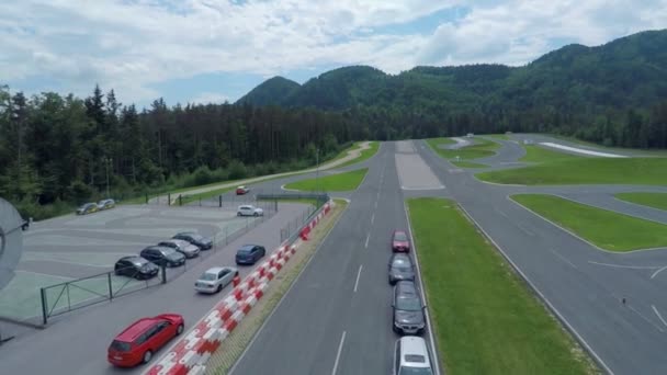 Polygon with asphalt courses on a countryside — Stock Video